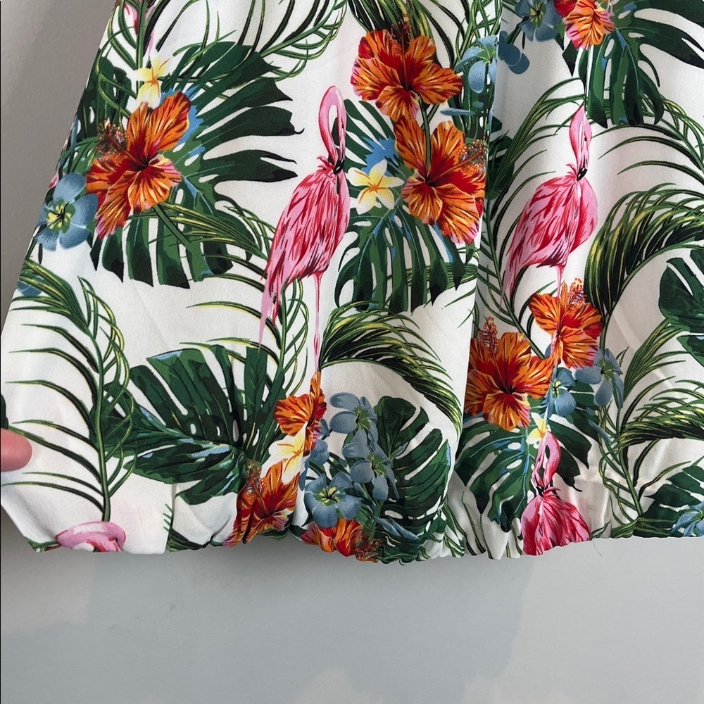 Rachel Zoe Tropical Print Flamingos Halter Tank Shirt Size Small - Picture 3 of 9